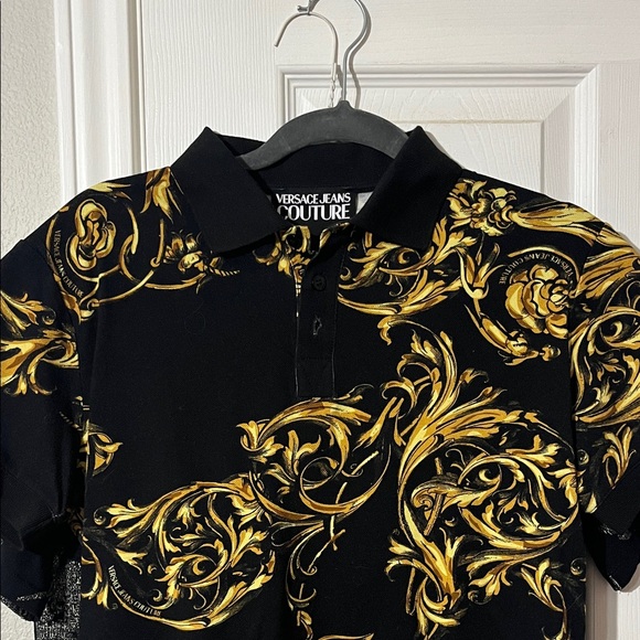 Versace Jeans Collection Black and Gold Polo Shirt